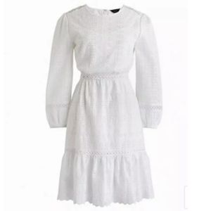 NWT J. Crew Eyelet Flutter Hem Dress White Sz 10